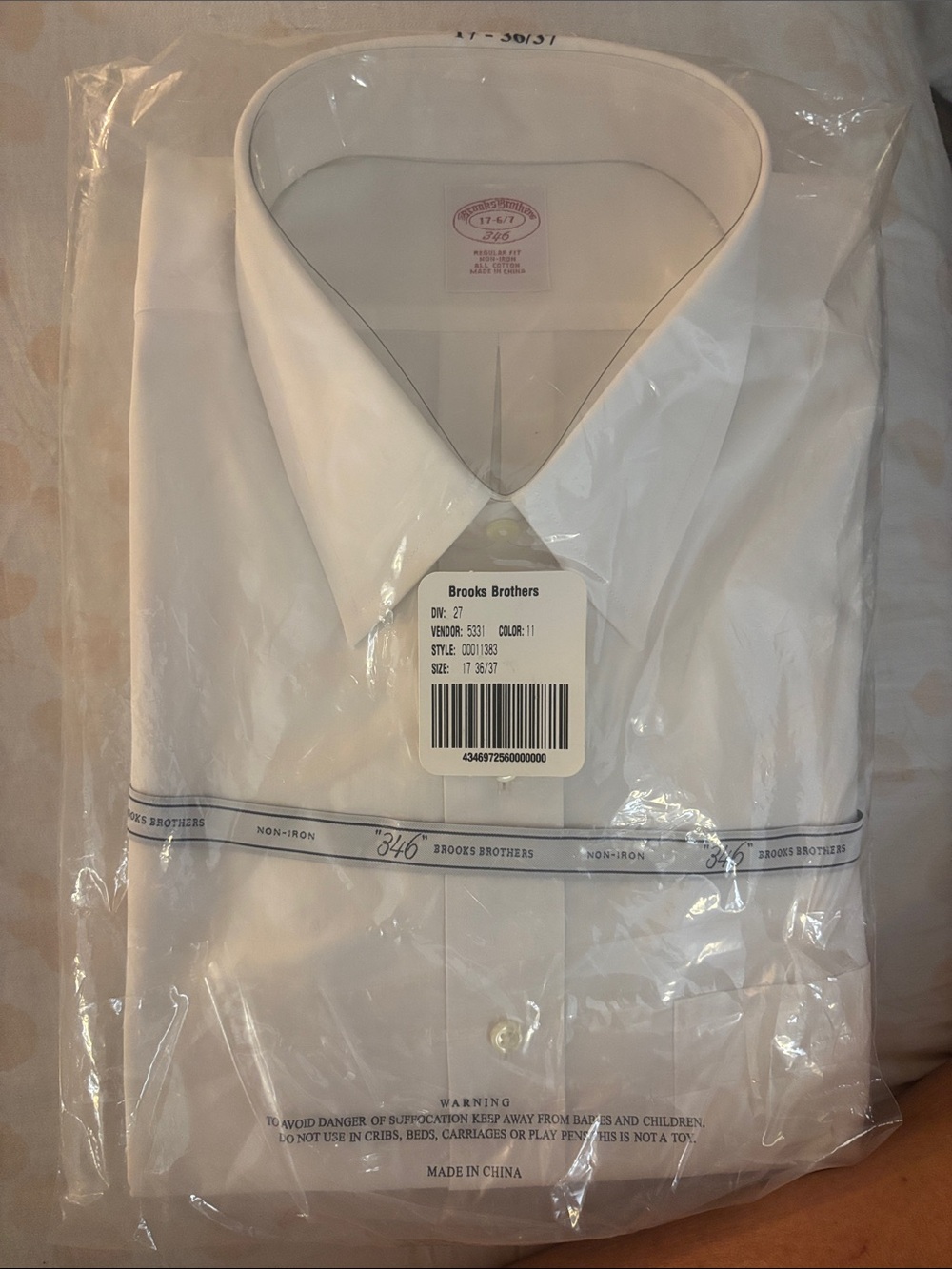Brooks Brothers White Men's Dress Shirt - Spread Collar